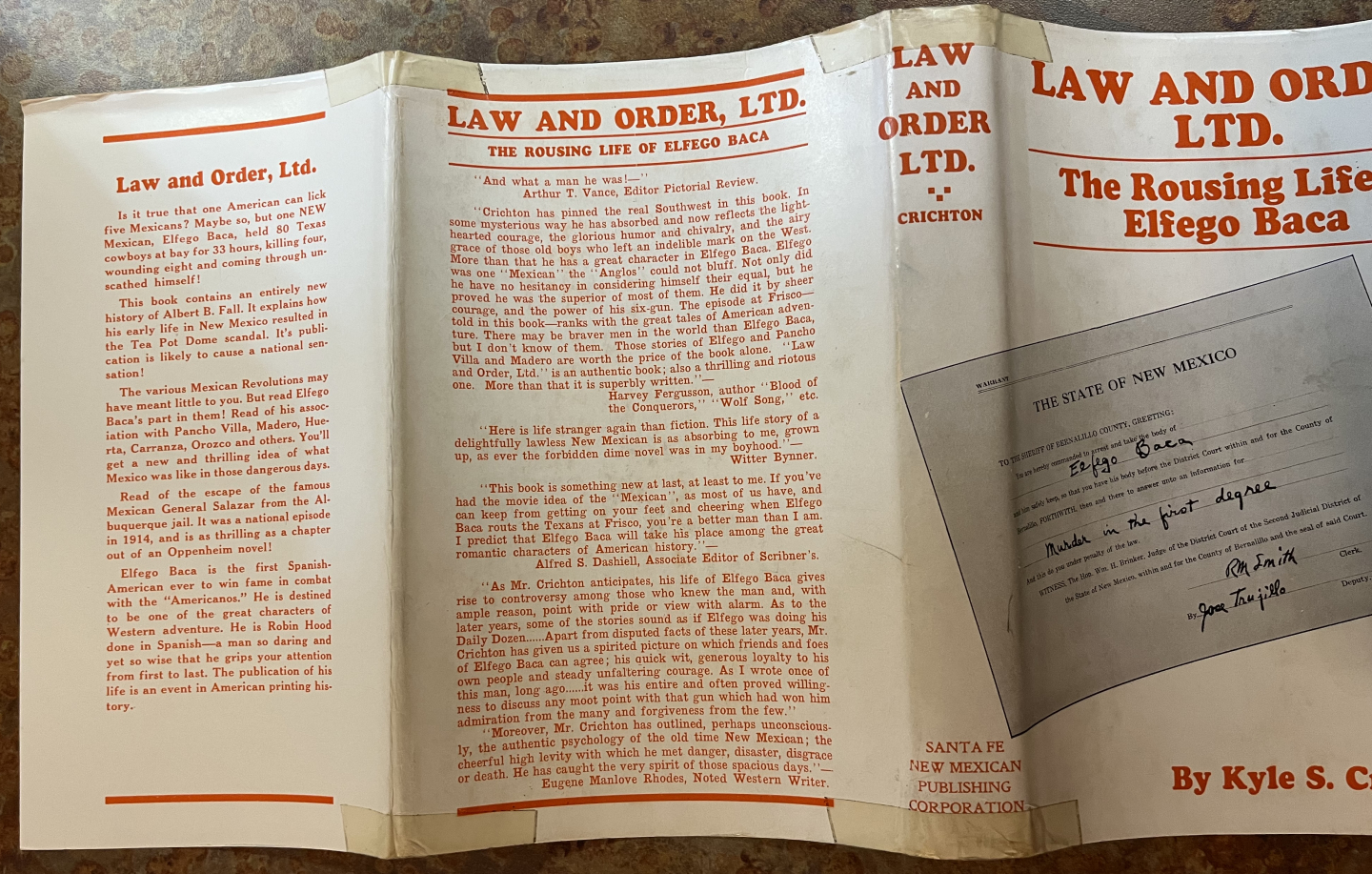 Law and Order, Ltd.: The Rousing Life of Elfego Baca of New Mexico. Signed